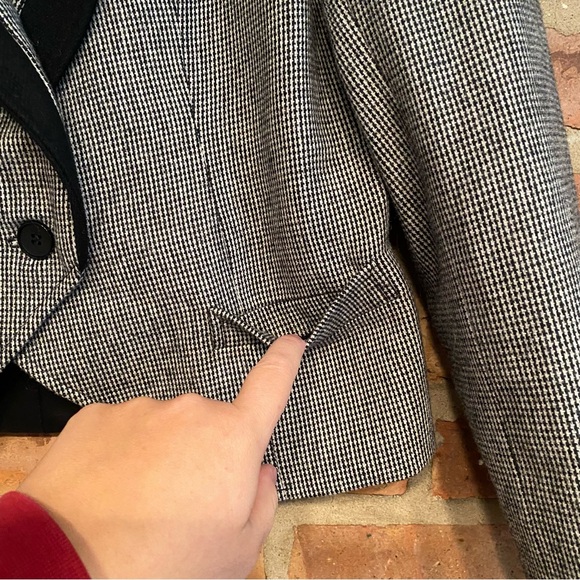 Vintage Jacques Women's Houndstooth Wool Blazer Jacket size 10 grey black blazer - Picture 4 of 9
